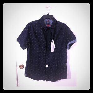 Denim and flower flamingo shirt